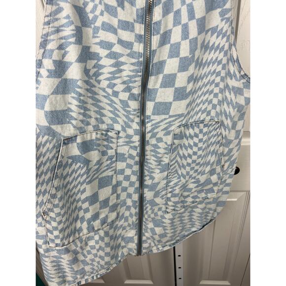 Tinseltown Bib Dress Light Denim Checkered Women’s XL Pockets Skater Y2K - Picture 6 of 8